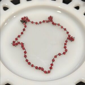 Ruby red gemstones with rhodium plated sterling silver 925 necklace